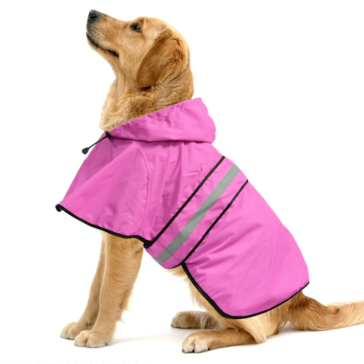 Capa de lluvia Ezierfy para perro rosa XXL, vista frontal para confort durante paseos