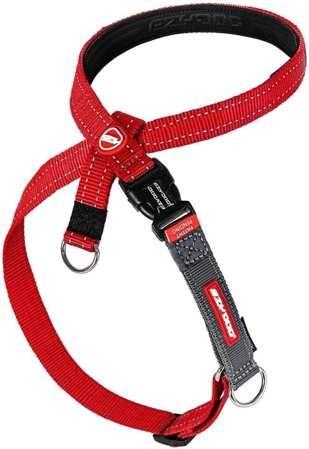 Arnés EzyDog Crosscheck no-pull rojo XL para paseos más controlados.