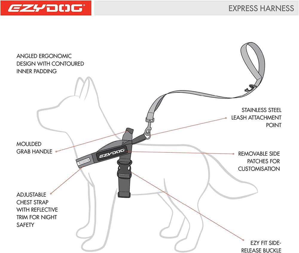 Arnés EzyDog Express compatible con accesorios UpFront para mayor versatilidad