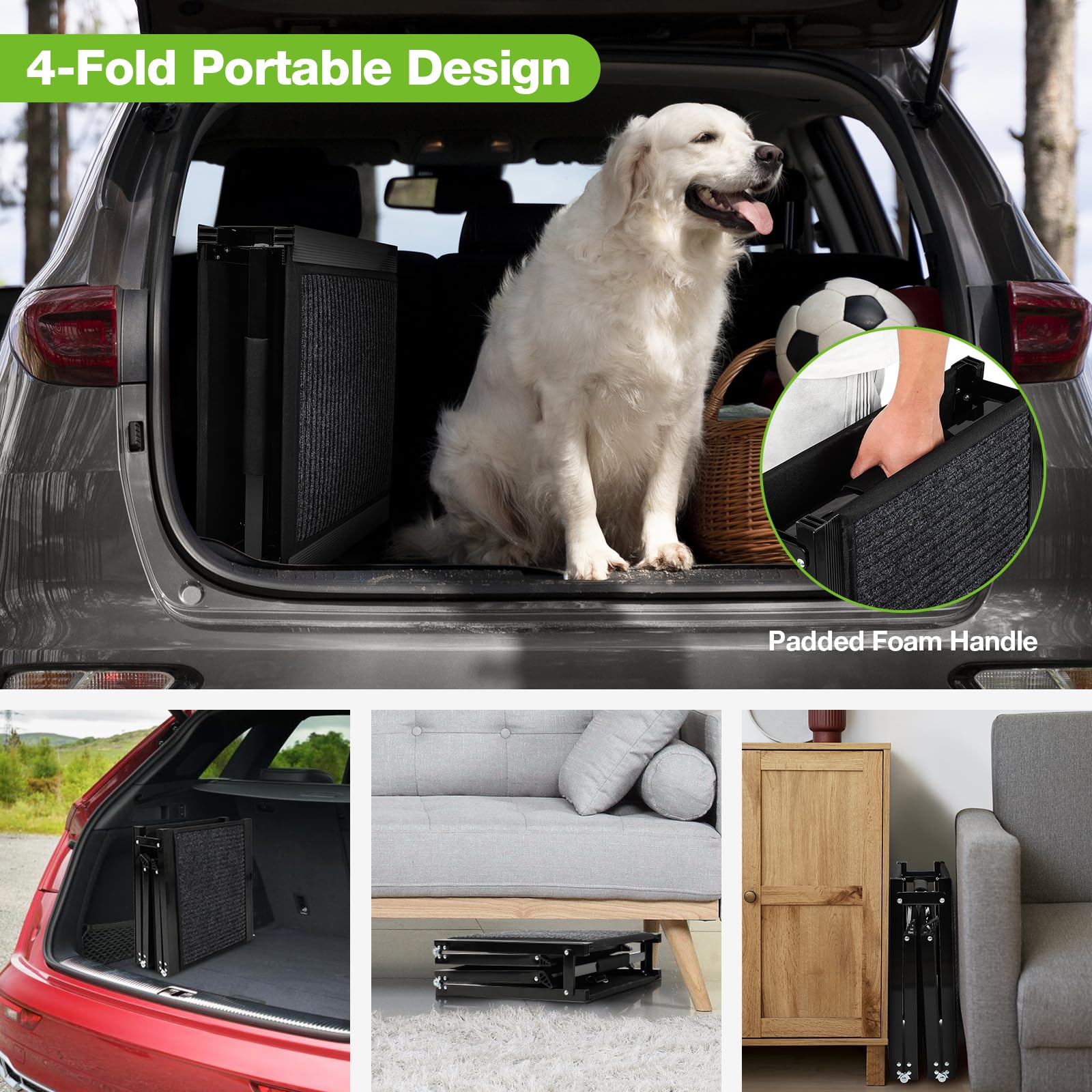 FAHKNS rampa para perros apta para mascotas grandes con soporte seguro.