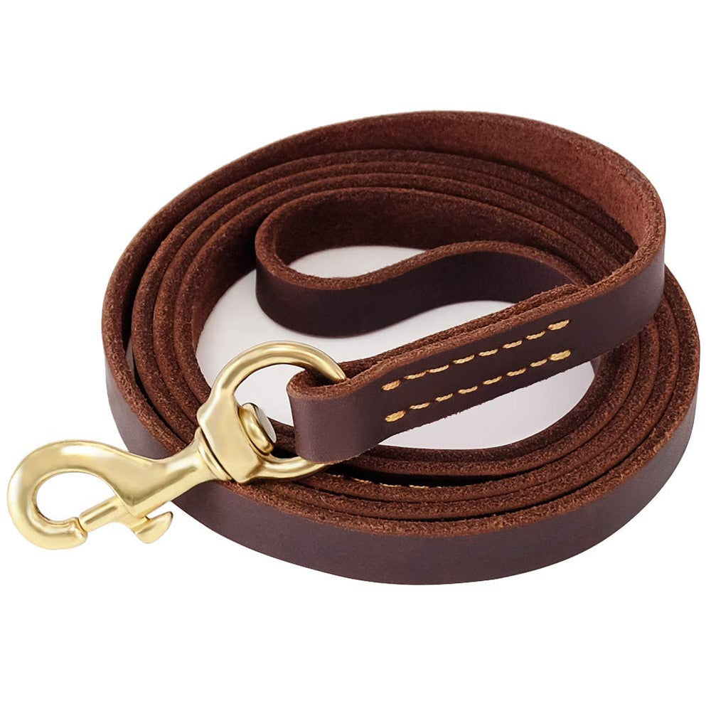 Correa FAIRWIN de cuero genuino para perros, 6 pies, ideal para paseos controlados.