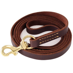 Correa FAIRWIN de cuero genuino para perros, 6 pies, ideal para paseos controlados.