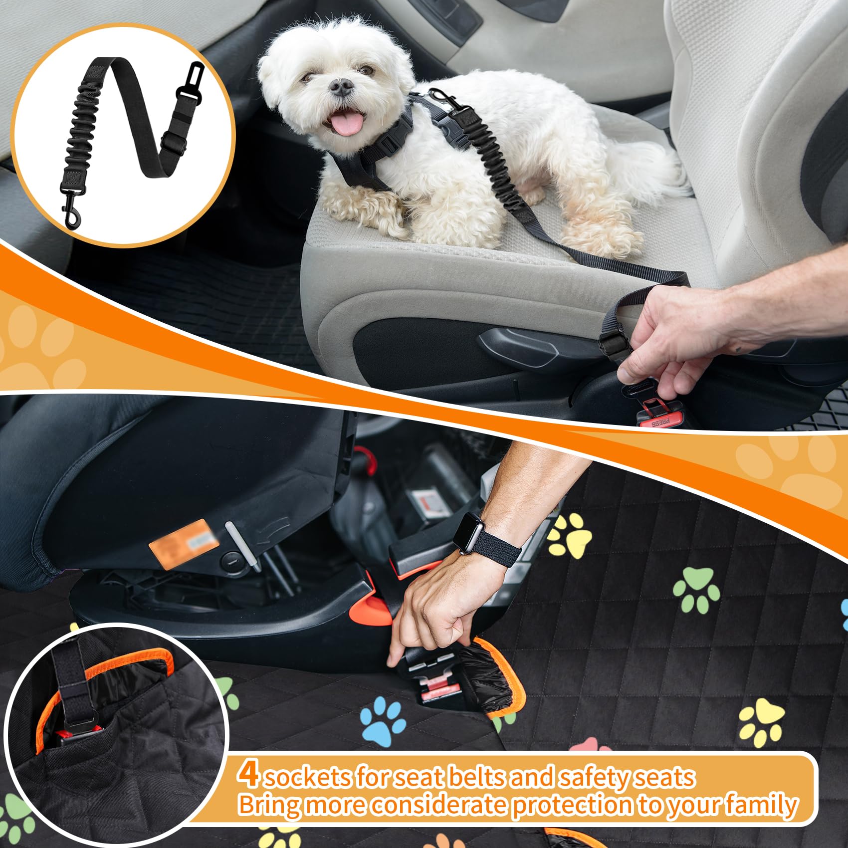 Famstar cinturón elástico para perros, seguridad adicional durante la conducción.