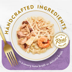 Fancy Feast aperitivos sin granos con atún skipjack, complemento para comida húmeda.