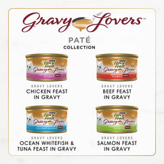 Lata Purina Fancy Feast paté con salsa de carne para gatos adultos
