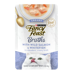 Fancy Feast Caldo cremoso salmón, perfecto para realzar la comida húmeda.