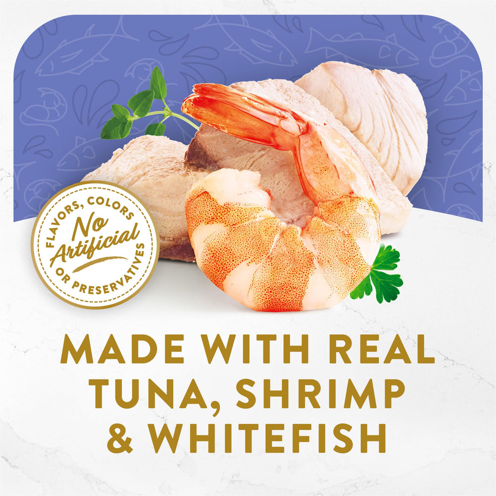 Fancy Feast: pescados blancos en caldo suave para mayor jugosidad.