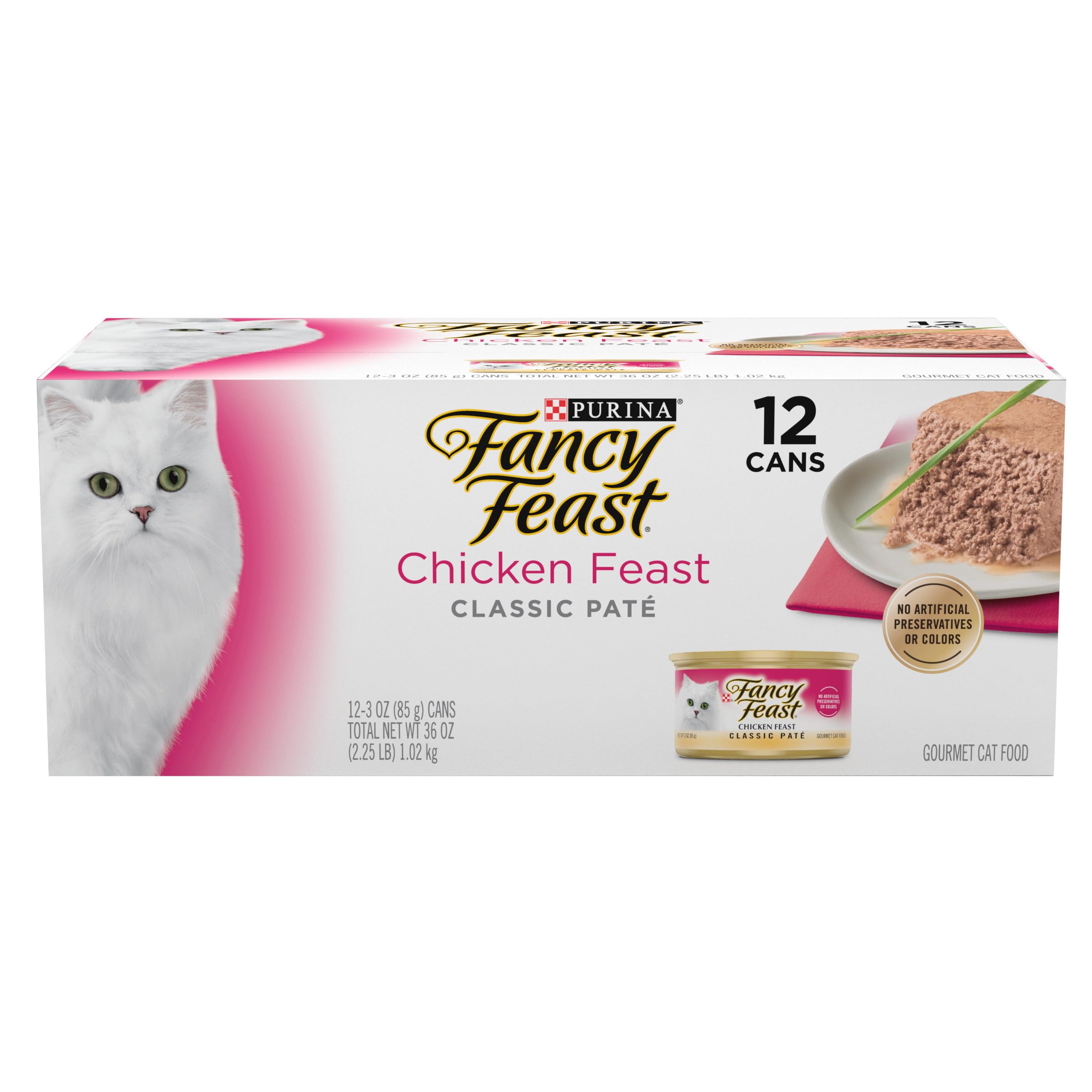 Fancy Feast Chicken Feast Paté en lata de 3 oz: sabor premium para gatos exigentes.