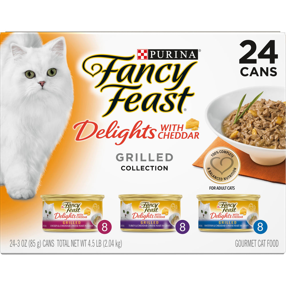 Fancy Feast Delights aroma irresistible, experiencia gatuna con salsa espesa
