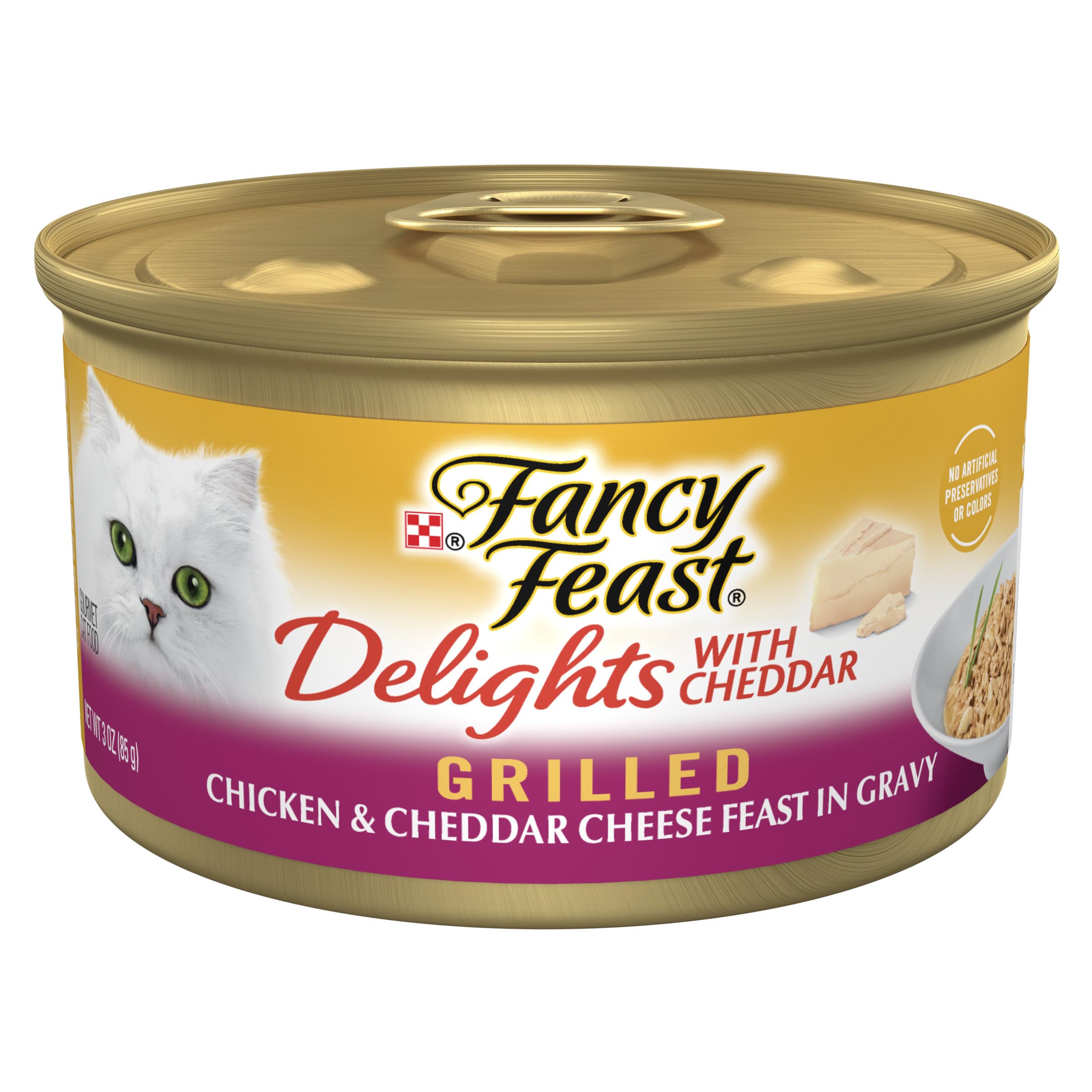 Fancy Feast Delights hebras de pollo con salsa para hora de comer sabrosa