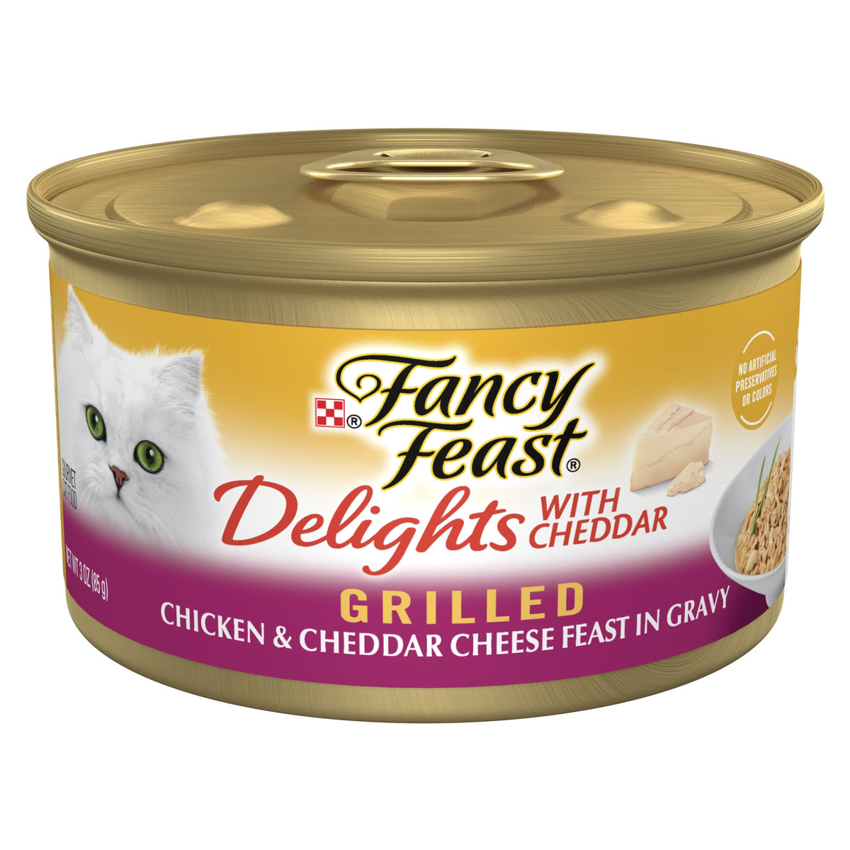 Fancy Feast Delights hebras de pollo con salsa para hora de comer sabrosa