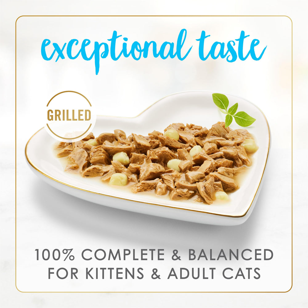 Fancy Feast Delights: ingredientes de calidad respaldan una comida completa para gatos.