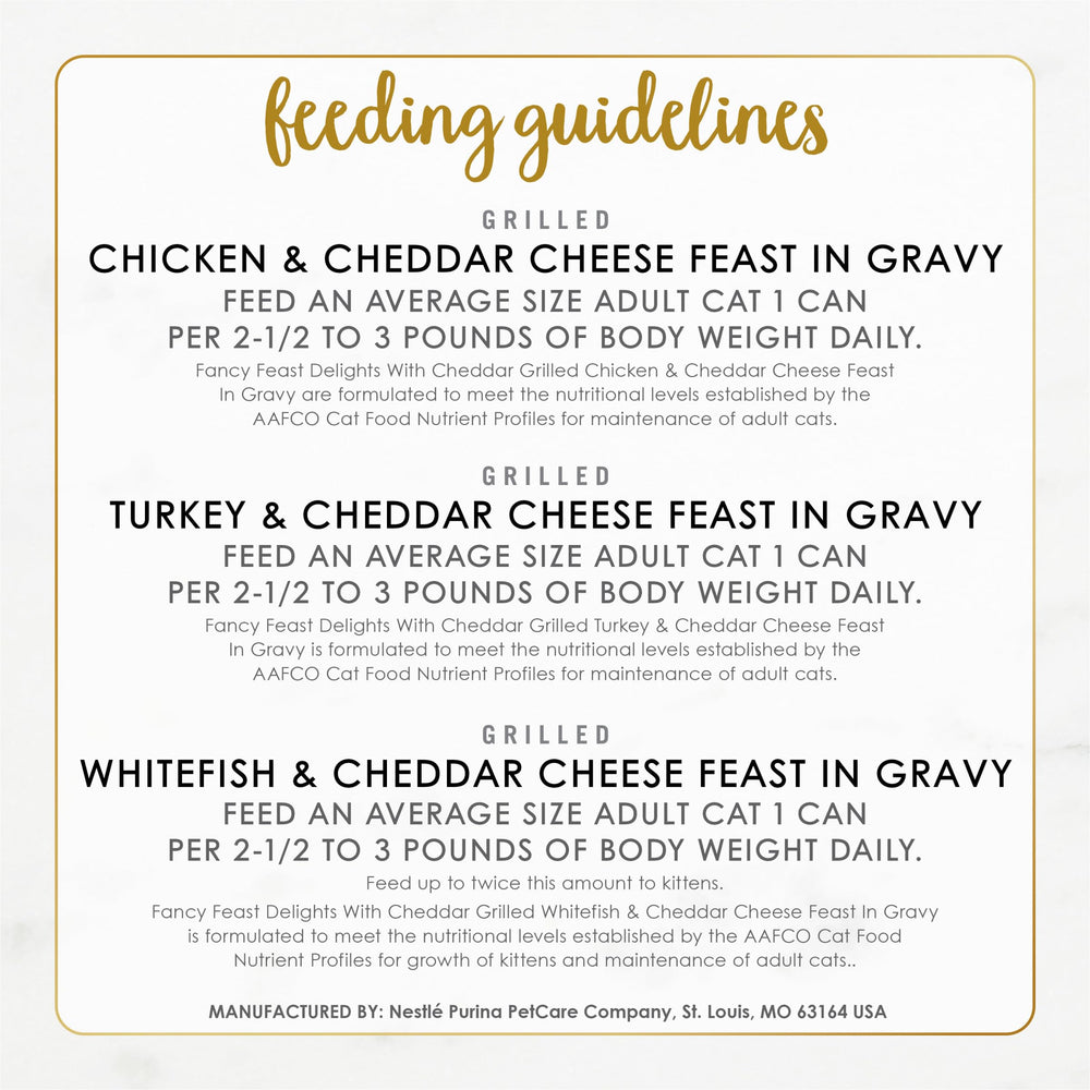 Fancy Feast Delights caja de 24 latas, tres sabores de carne y cheddar
