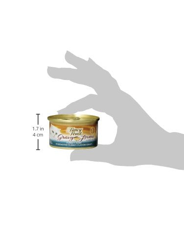 Lata Fancy Feast con pavo, textura apetitosa para gatos adultos.