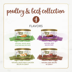 Fancy Feast Gourmet Naturals: lata 3oz de res, sabor que puede atraer el apetito.