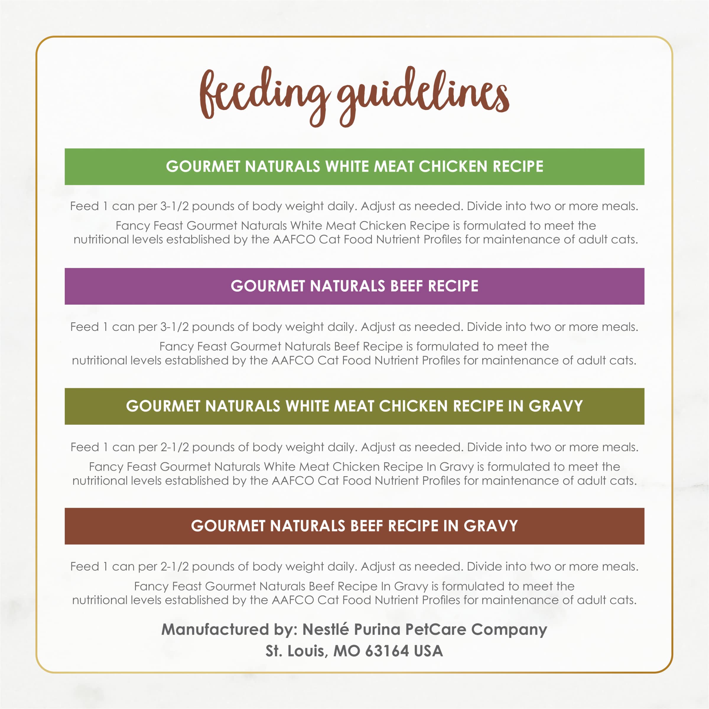 Fancy Feast Gourmet Naturals: sin colorantes artificiales, sin conservantes.