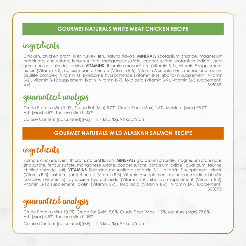 Fórmula sin colorantes ni conservantes en Fancy Feast Gourmet Naturals