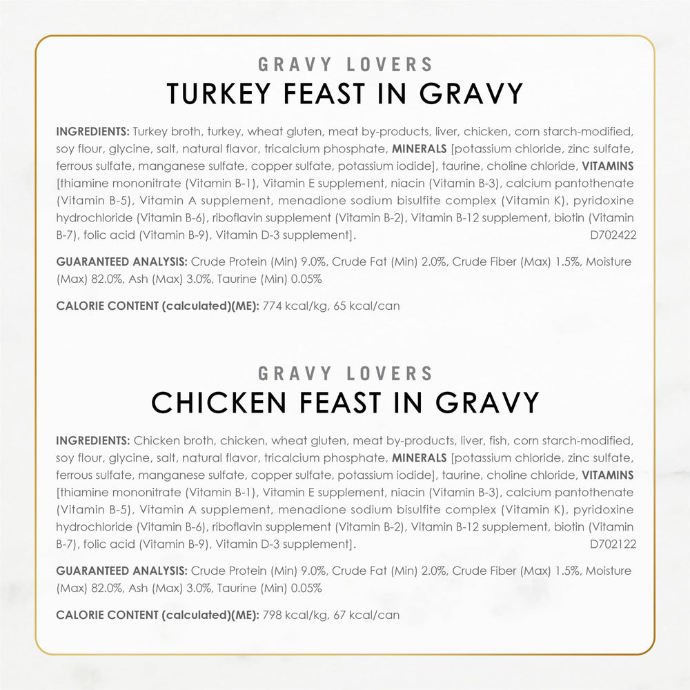 Ingredientes reales en Fancy Feast Gravy Lovers para gatos