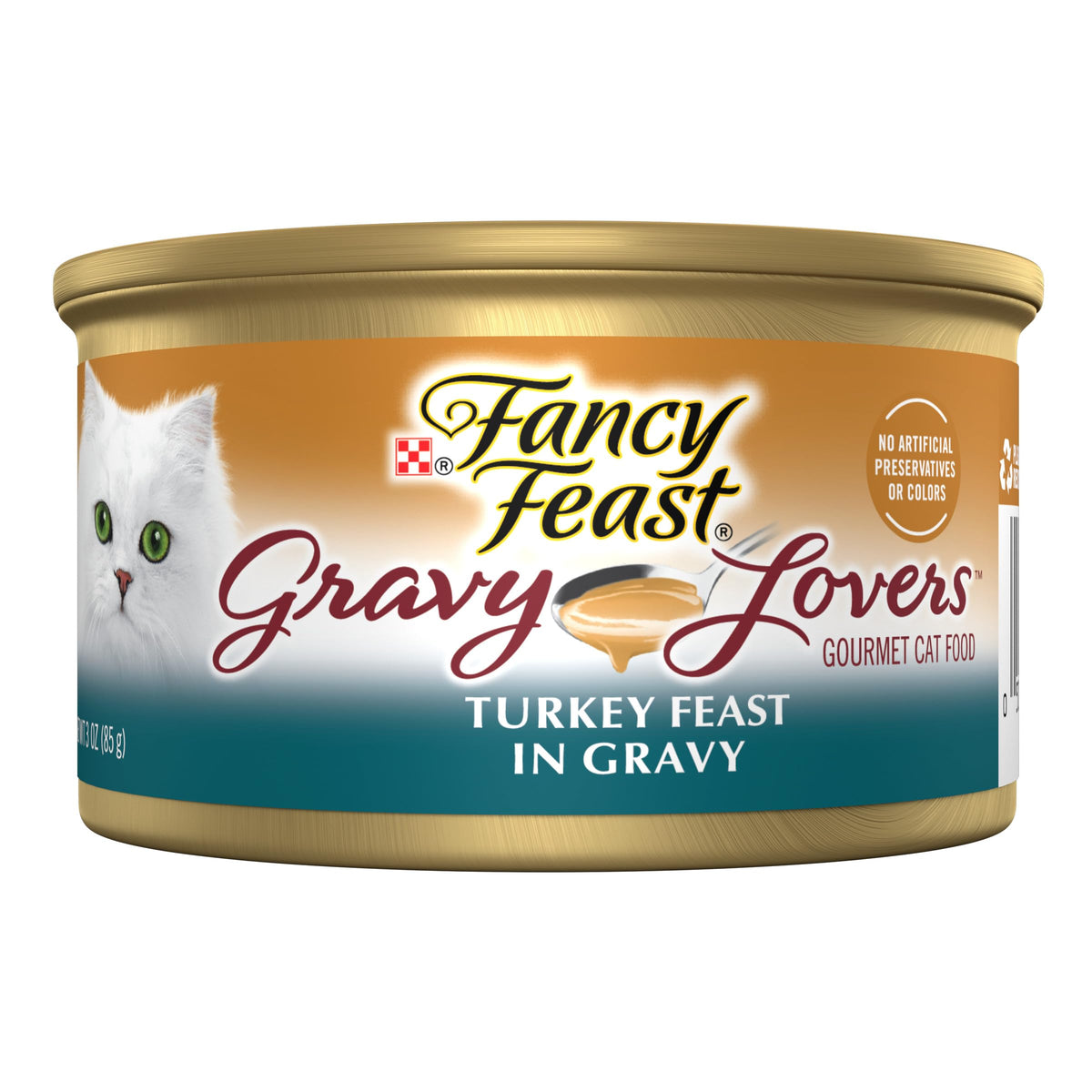 Lata Fancy Feast Gravy Lovers de pavo en salsa, aroma tentador para la comida diaria.