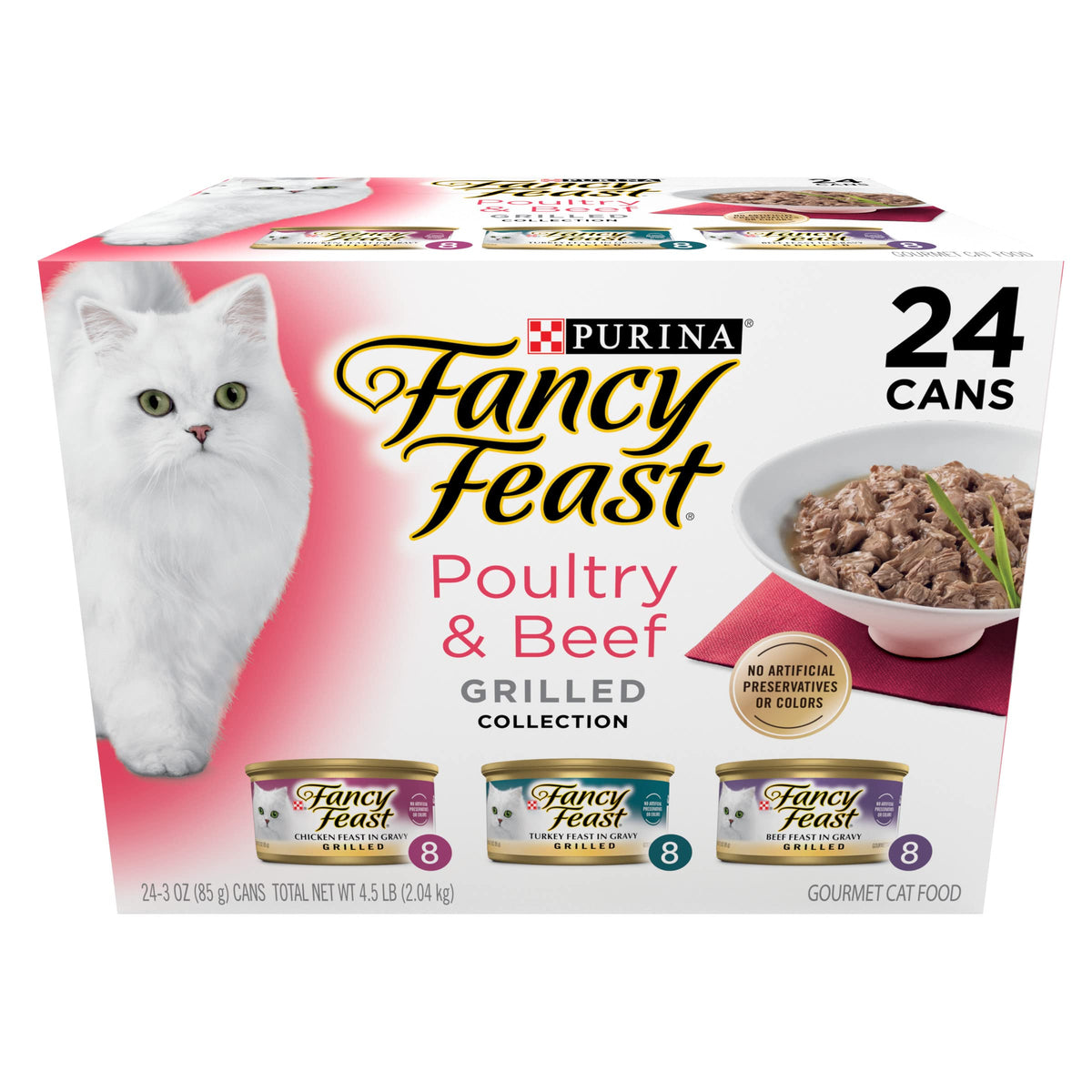 Fancy Feast Grilled pavo y res en lata 3 oz para gatos, sabor irresistible.