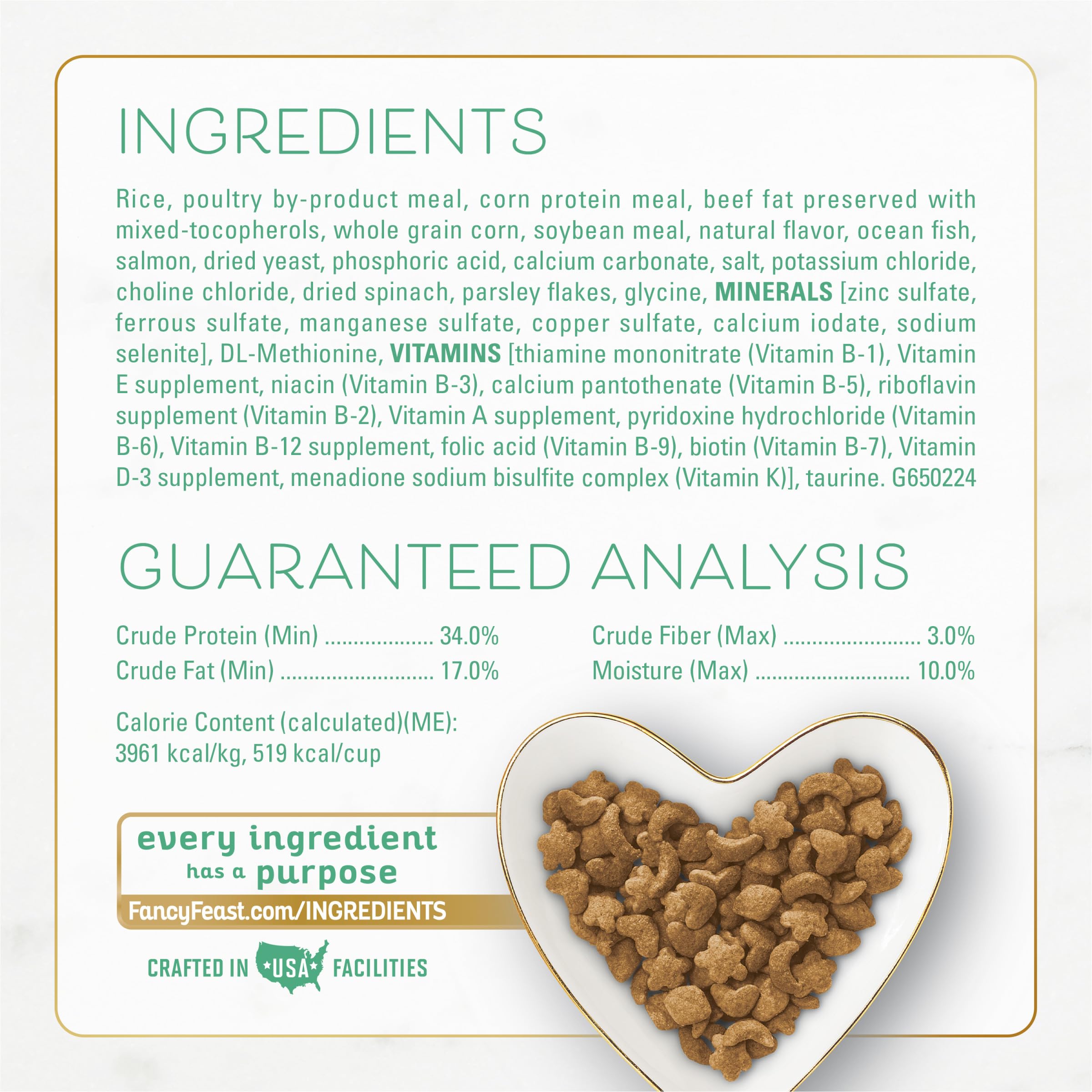 Fancy Feast ingredientes de calidad en cada porción para gatos.