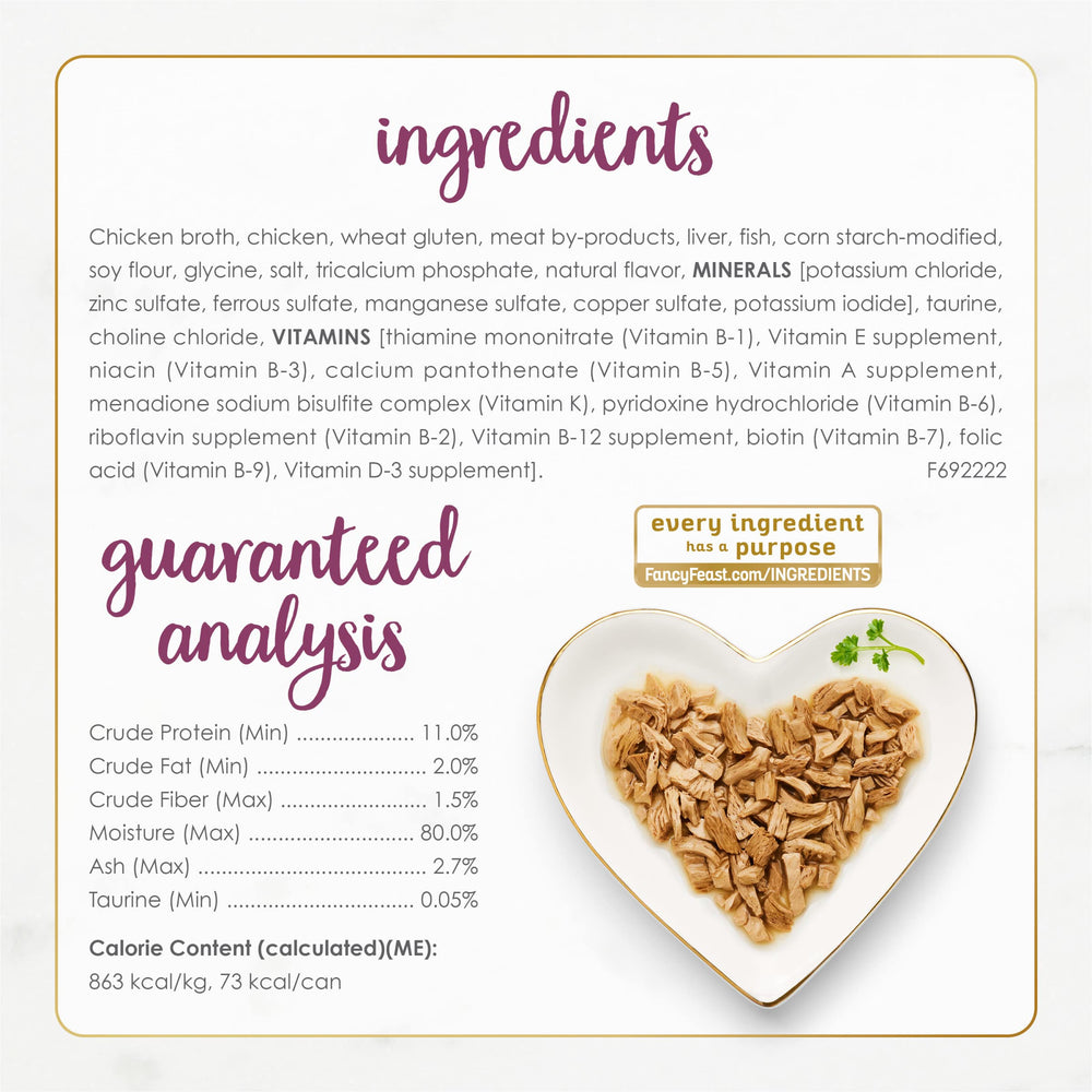Purina Fancy Feast ingredientes de calidad para gatos.