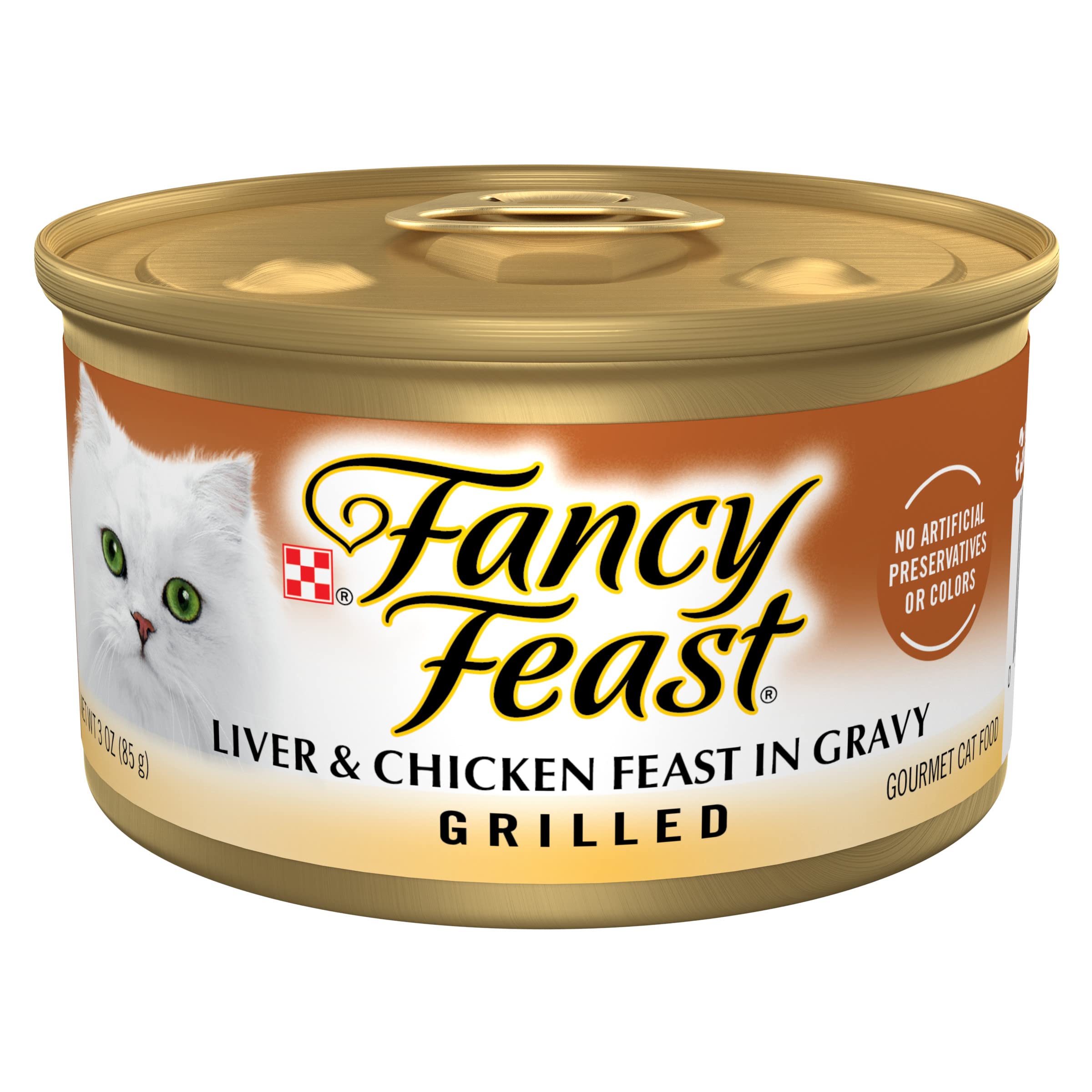 Fancy Feast lata Higado-pollo en salsa: sabor gourmet para la comida diaria del gato.