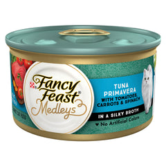 Fancy Feast Medleys Atún Primavera en lata, trozos jugosos para cada comida.