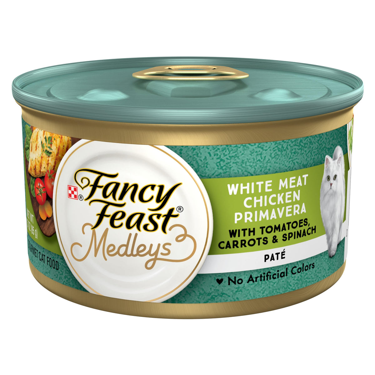 Purina Fancy Feast Medleys Pate Pollo Blanco Primavera con Verduras, sabor gourmet.