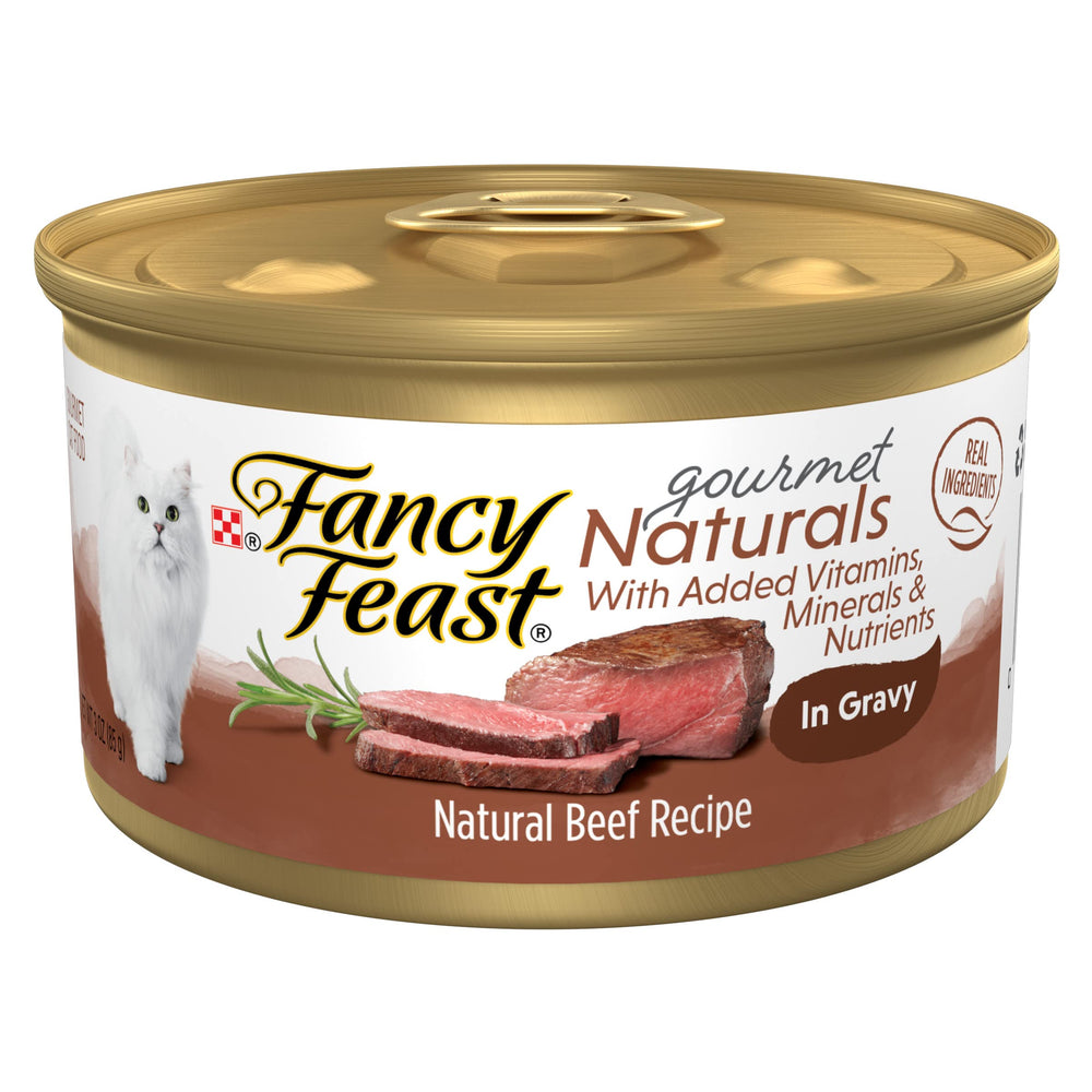 Fancy Feast Naturals Boeuf plat en sauce, texture appétante pour régaler votre chat adulte.