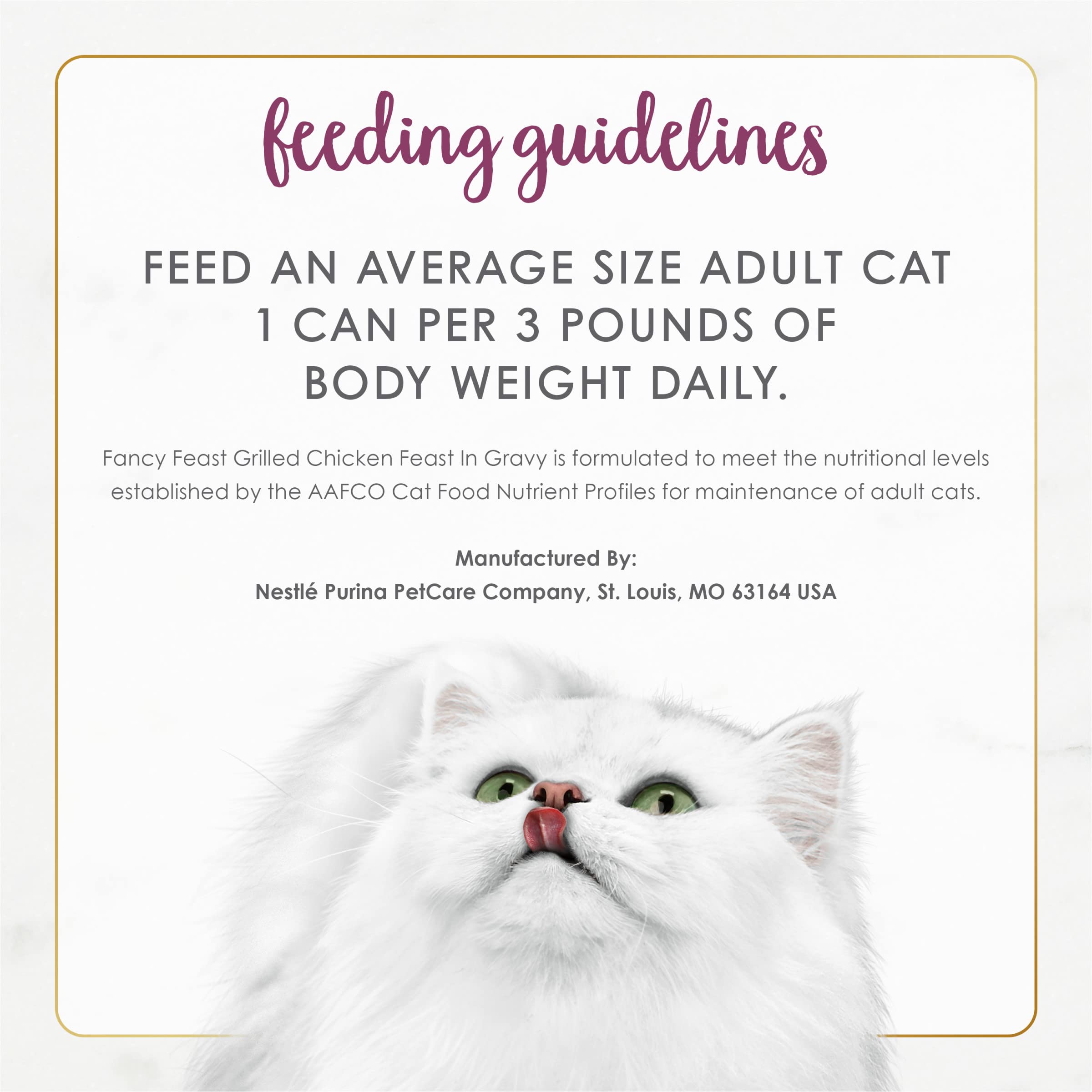 Fancy Feast: porción conveniente para gatos adultos, sin artificios innecesarios.