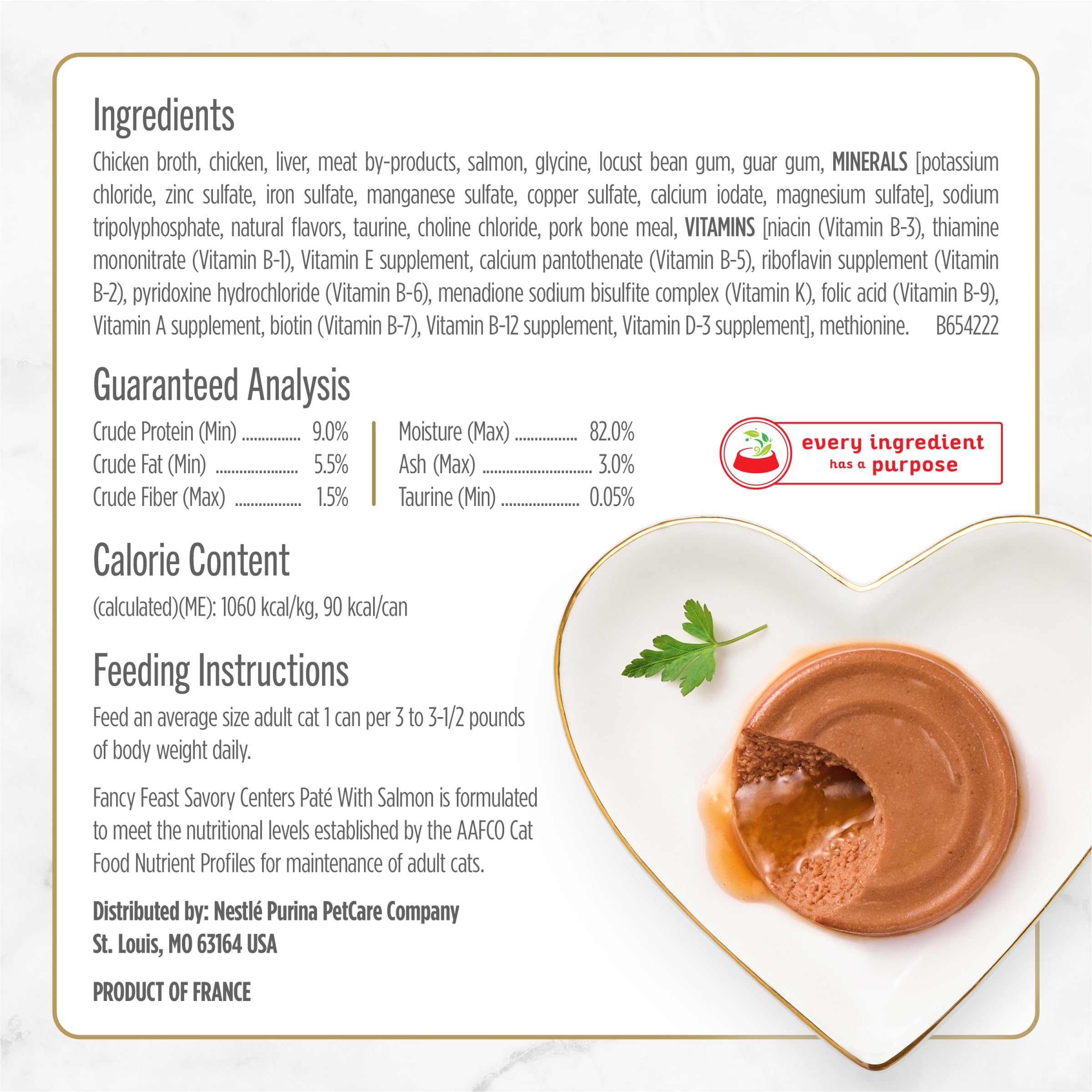 Fancy Feast nutrición equilibrada para gatos adultos, con vitaminas y minerales.