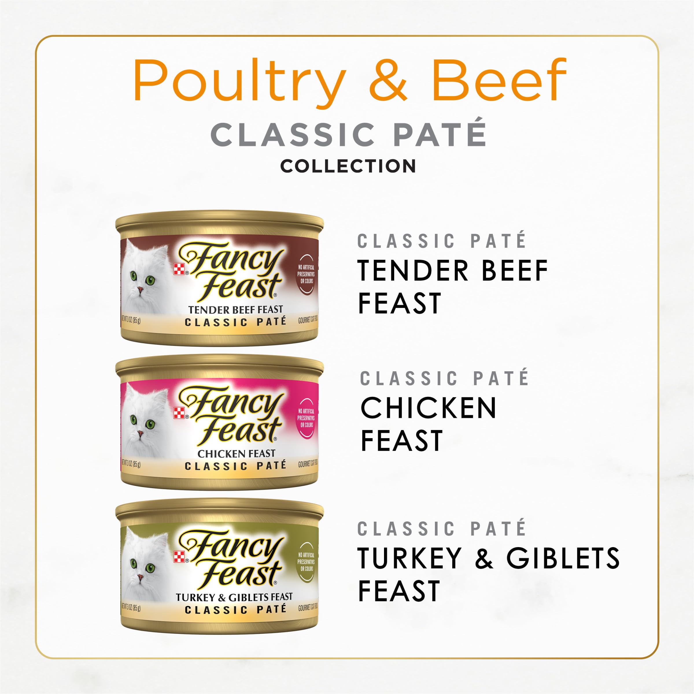 Fancy Feast paté textura suave para gatos adultos, ideal para comidas diarias.