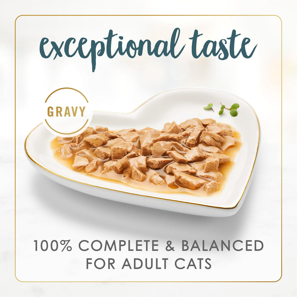 Lata Fancy Feast con pavo en salsa gourmet, presentación práctica para gatos.