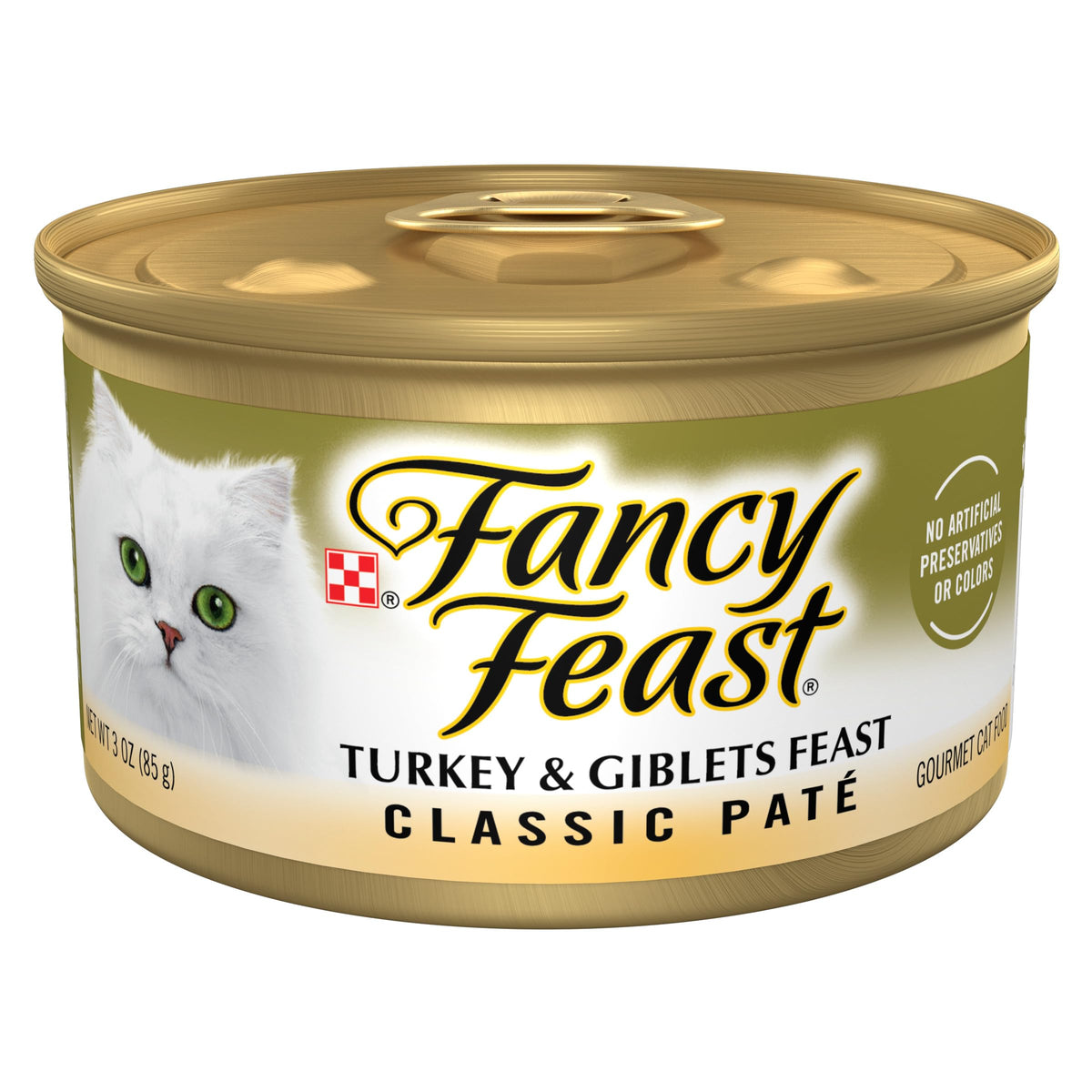 Fancy Feast pavo y menudillos paté, lata de 85 g, sabor que agrada a gatos adultos