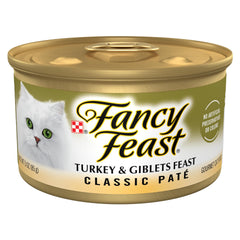 Fancy Feast pavo y menudillos paté, lata de 85 g, sabor que agrada a gatos adultos