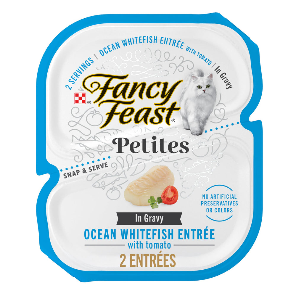 Fancy Feast Petites océan blanc poisson tomate en sauce, goût naturel et raffiné.
