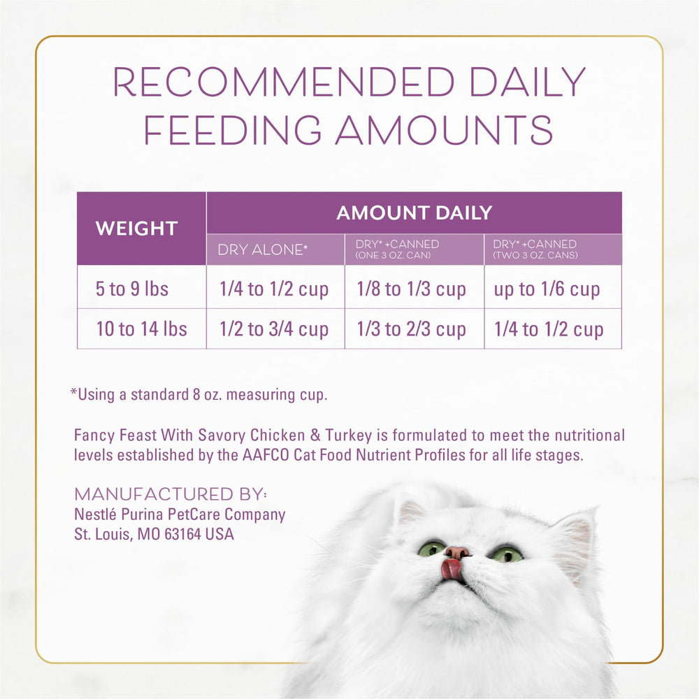Fancy Feast contiene vitaminas y minerales esenciales para apoyar el bienestar felino