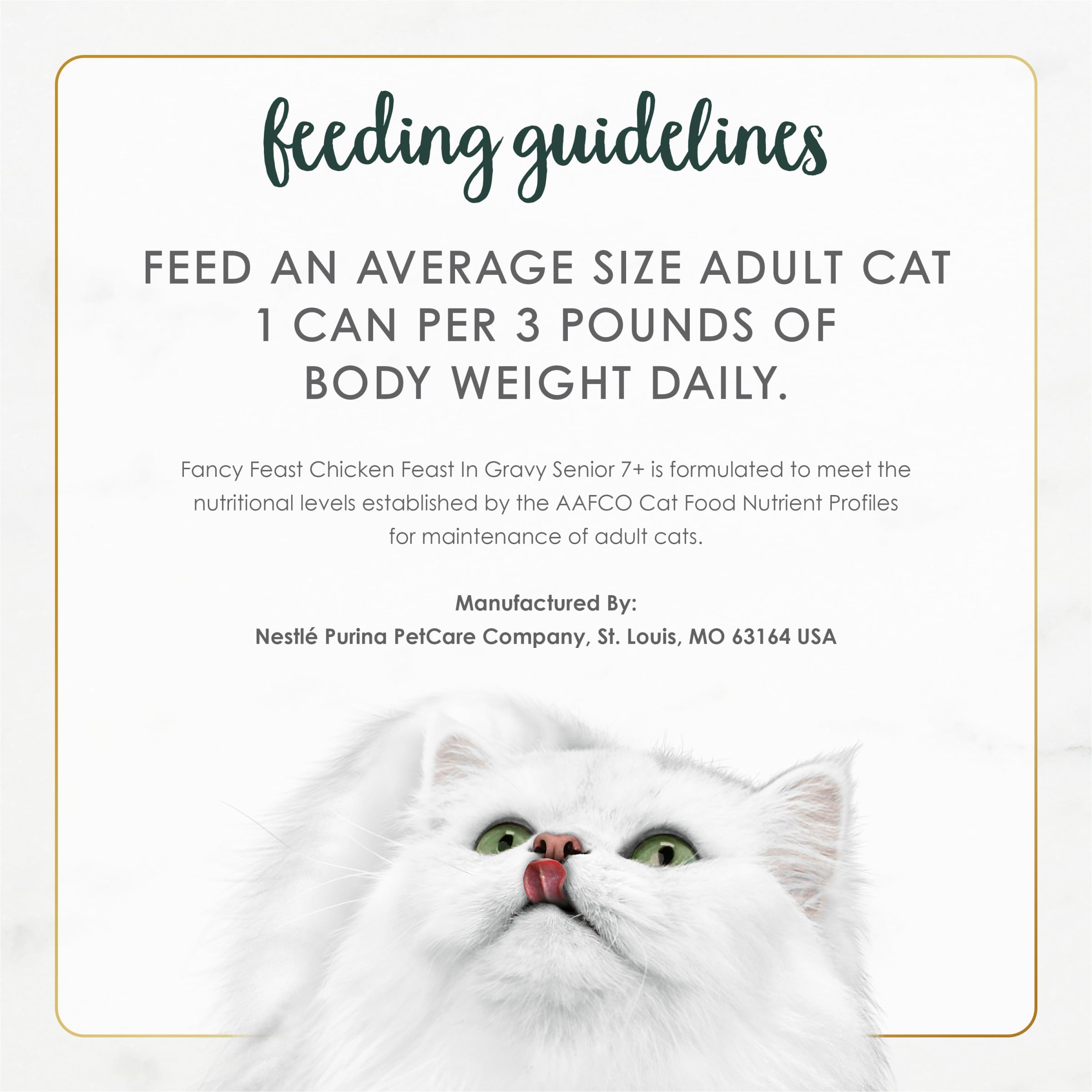Lata de 3 oz de Fancy Feast Senior con pollo jugoso.