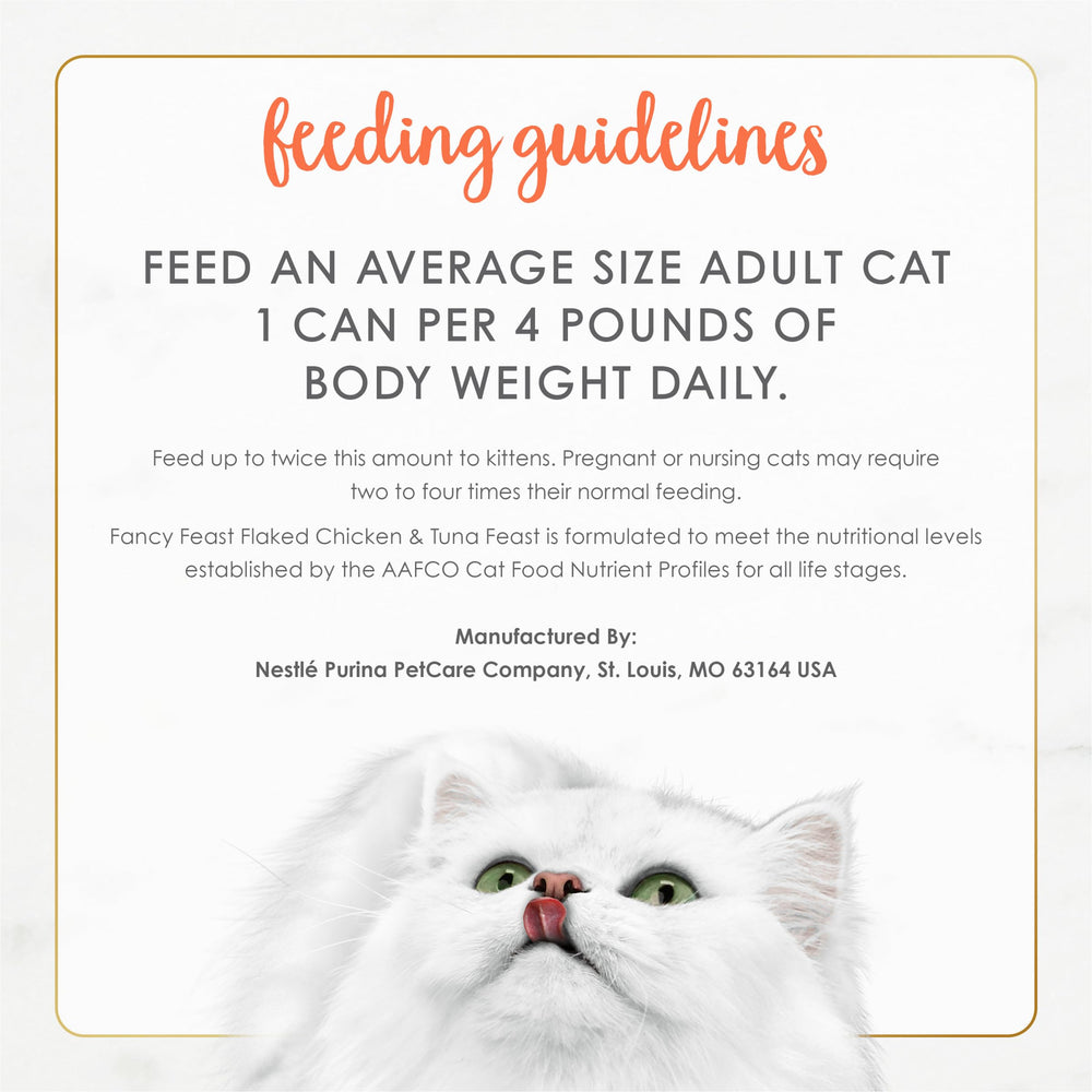 Fancy Feast textura delicada de copos, trozos pequeños para gatos adultos.