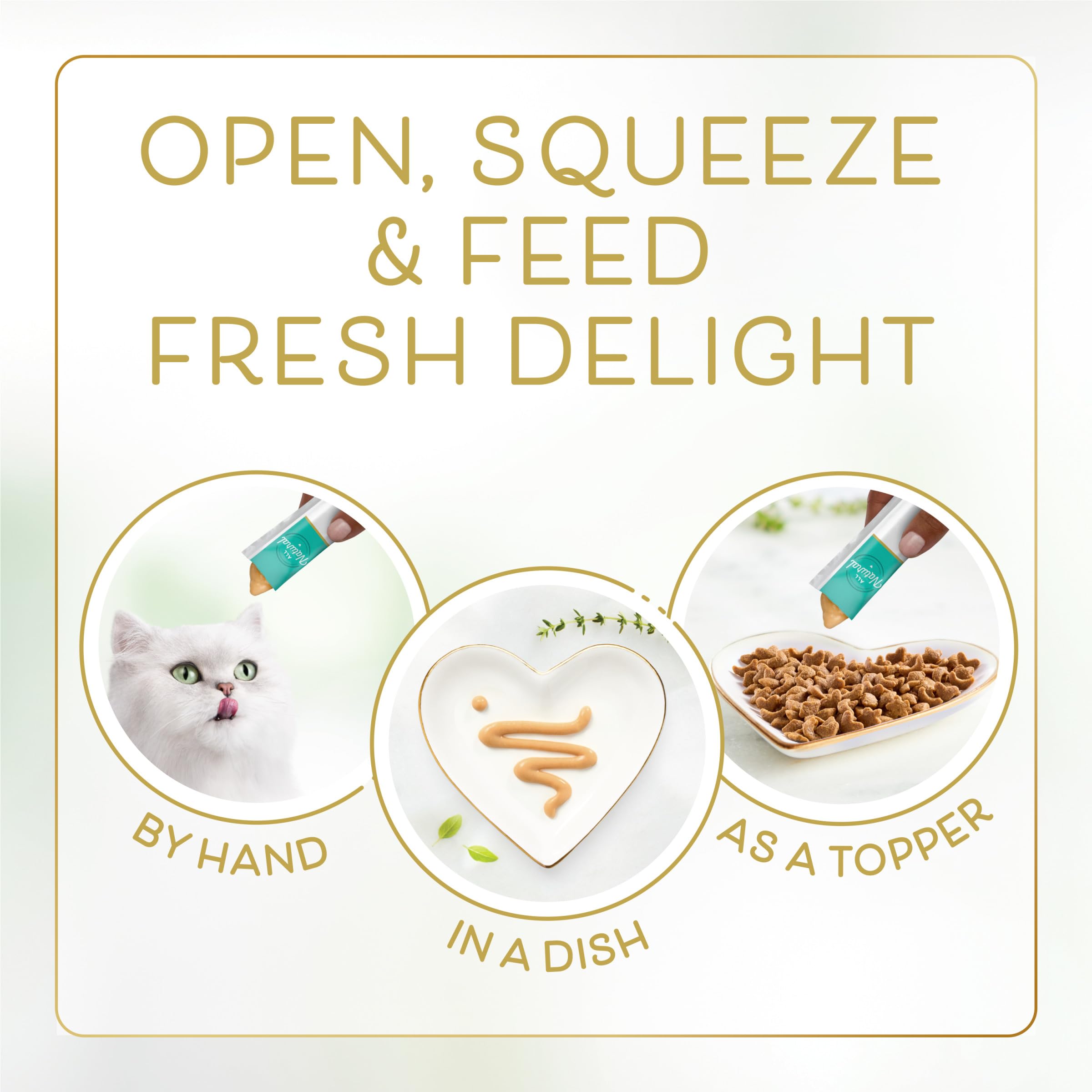 Purina Fancy Feast puré como topping sobre alimento húmedo