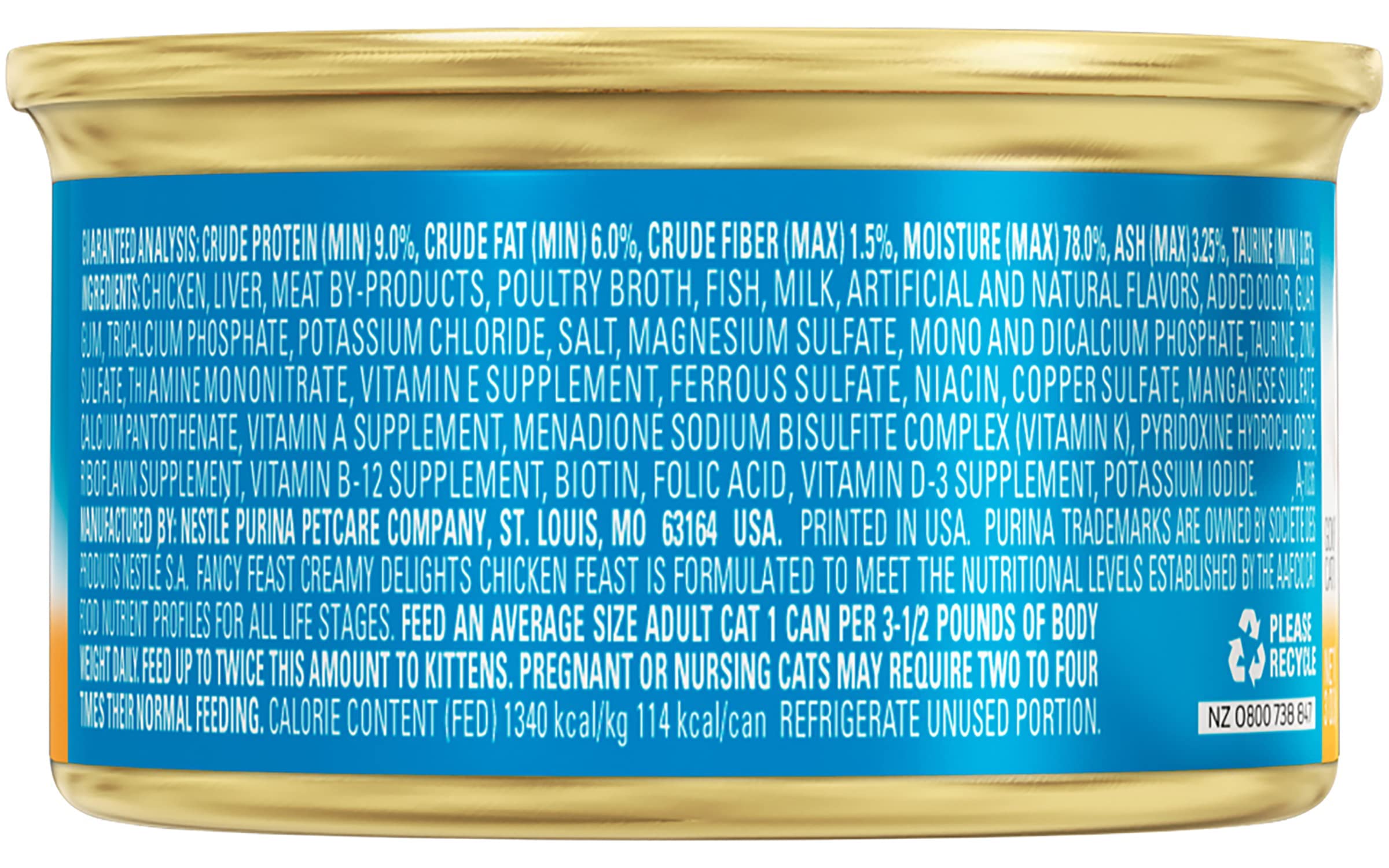Fancy Feast Creamy Delights con toque de leche real aporta sabor cremoso.