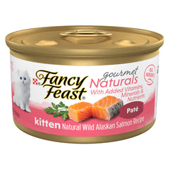 Fancy Feast Wild Alaskan Salmon kitten pate can shown with soft texture for easy feeding