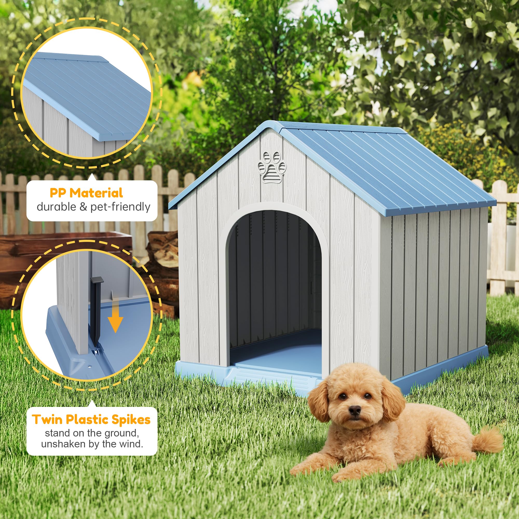 Interior cómodo de la casa Fancyango para perros pequeños.