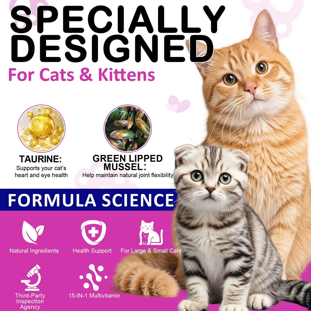 FANGCUN 15-en-1: Taurina y Omega para el corazón y piel de gatos
