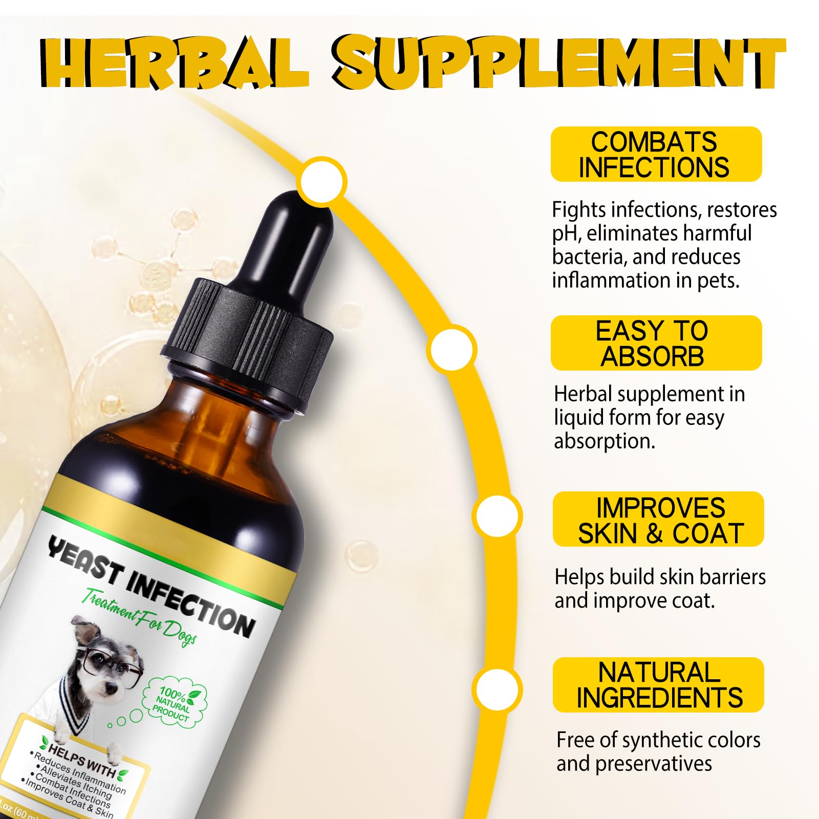 FANGCUN fórmula herbal con jengibre y calendula para perros.