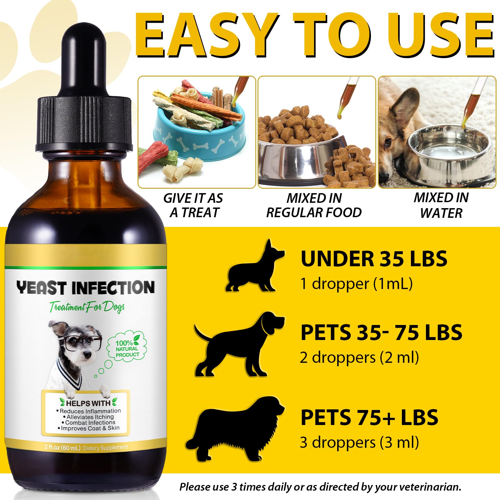 Mezcla fácil en comida o agua para perros con FANGCUN.