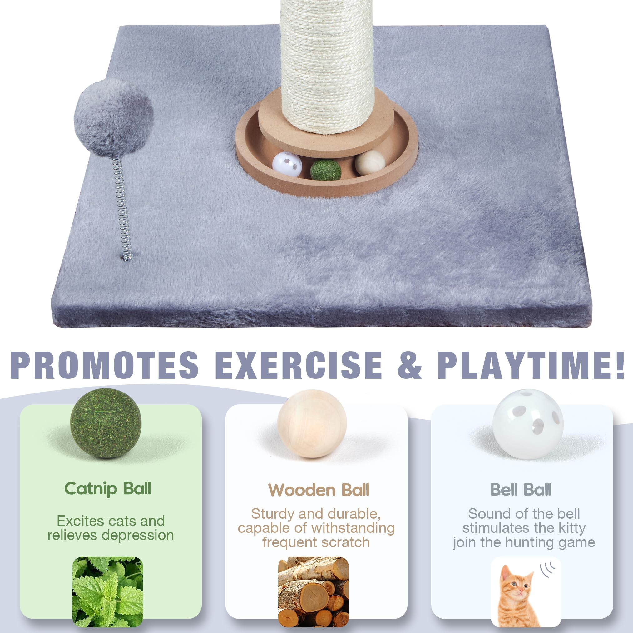 Centro de actividad Fantasreen con bolas de catnip para estimular juego seguro
