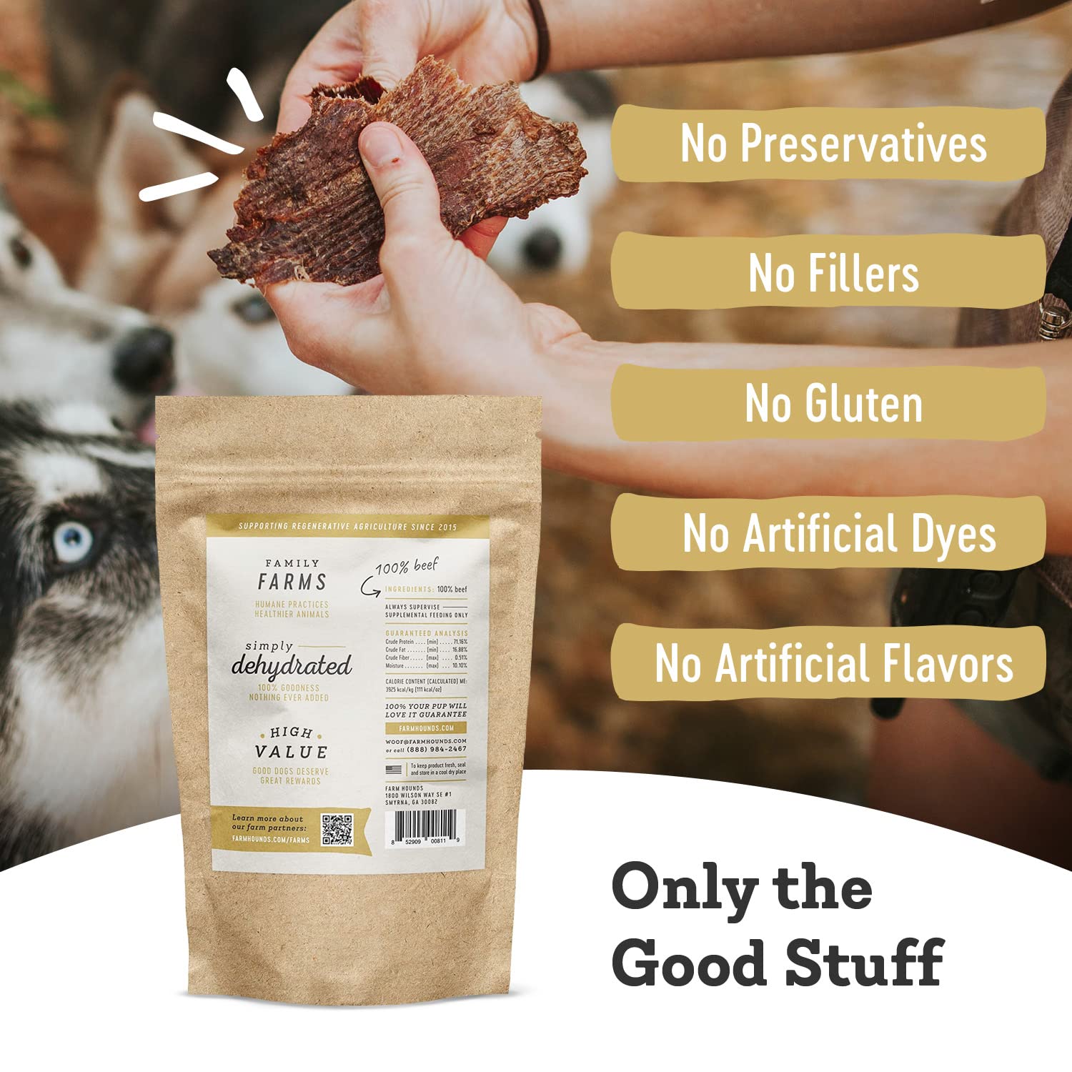 Farm Hounds: jerky sin aditivos, opción natural para perros.