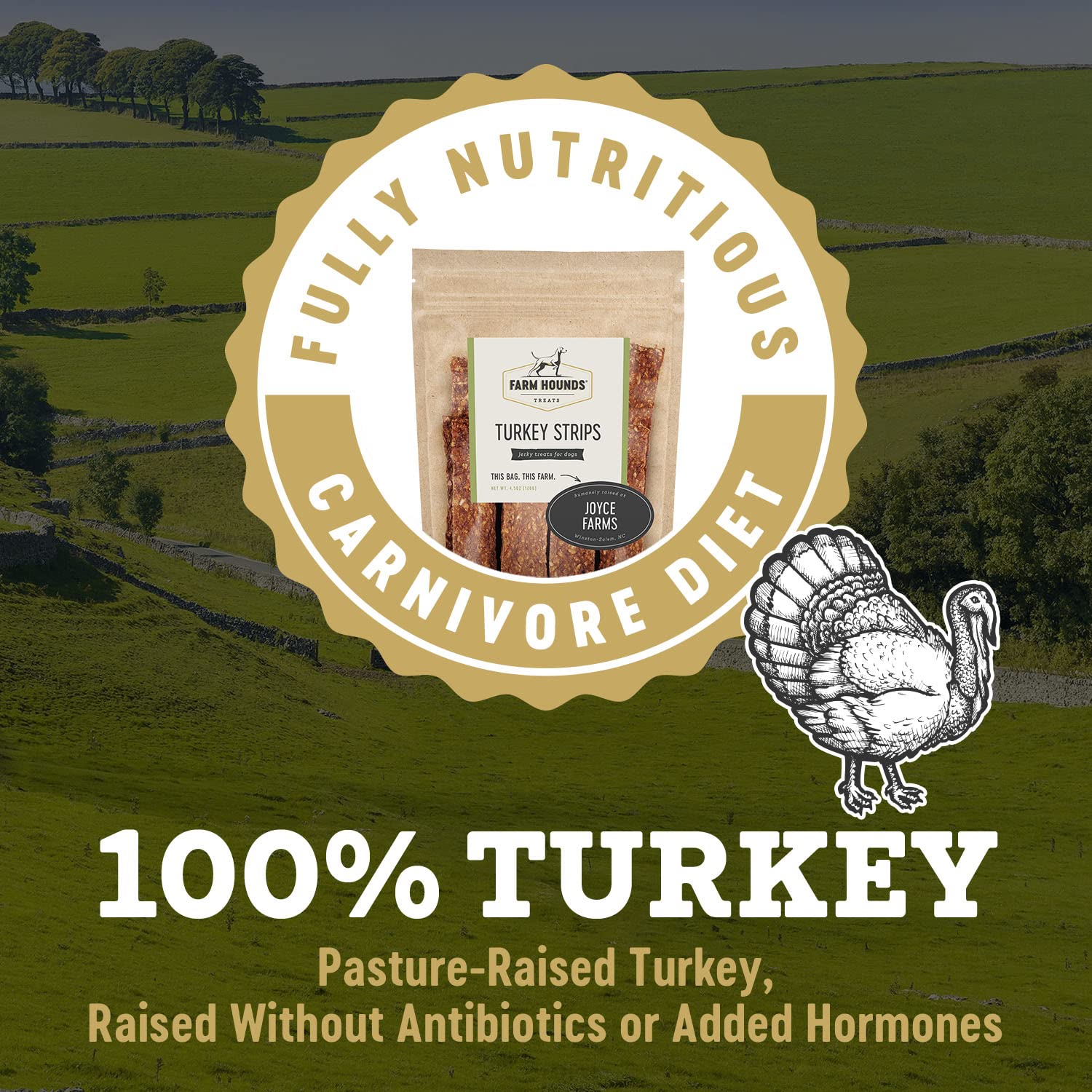 Tranches dinde Farm Hounds sans additifs, snack pratique et sain